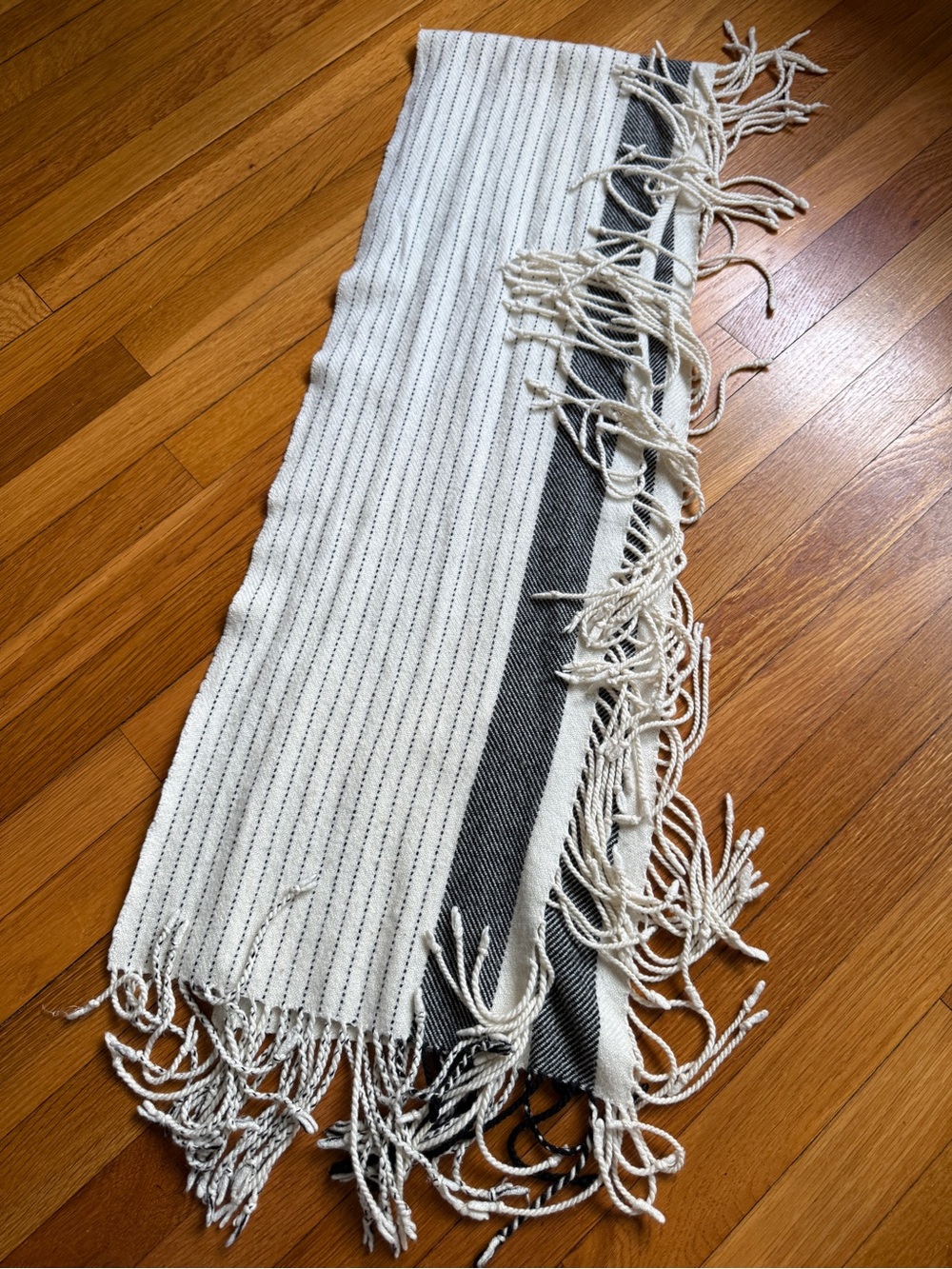 Banana republic cashmere blend stripe fringe luxury scarf